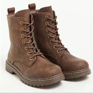 TORRID WW Stevie Combat Boot - Faux Leather Brown